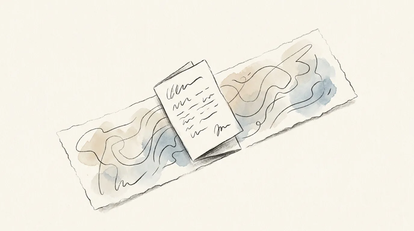A single short handwritten note unfolding into a longer page, suggesting one quote expanding into a fuller story